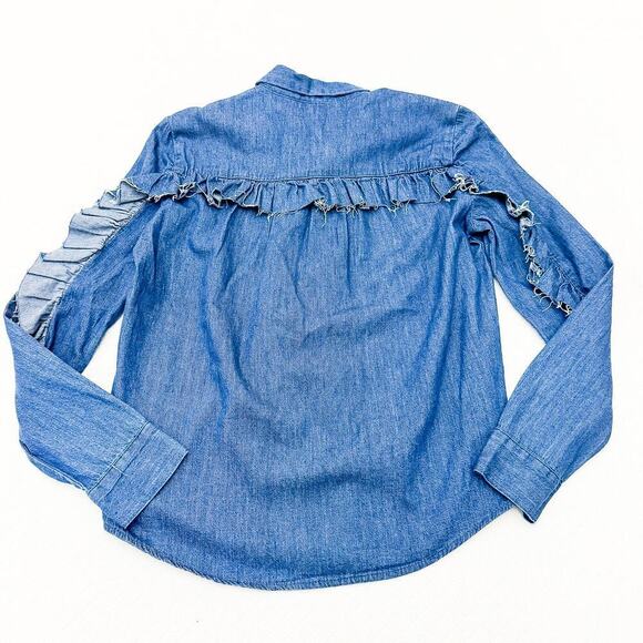 Zara Denim Jean Button Down Long Sleeve Blouse Top Size XS NWT - Picture 2 of 5